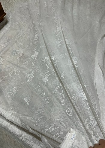 Nakışlı Beyaz Gri Desenli Tül Perde - Görsel 7