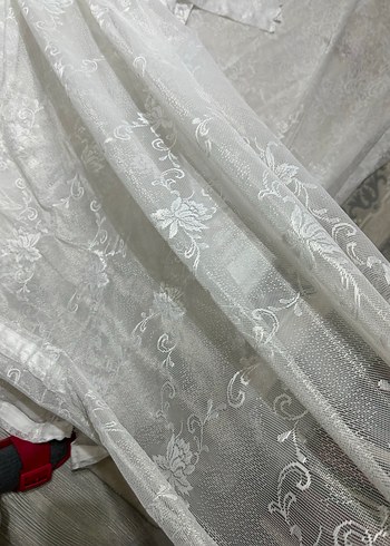 Nakışlı Beyaz Gri Desenli Tül Perde - Görsel 8