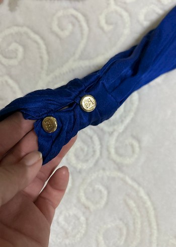 Uzun Kollu V Yaka Mini Mavi Tulum - Görsel 5