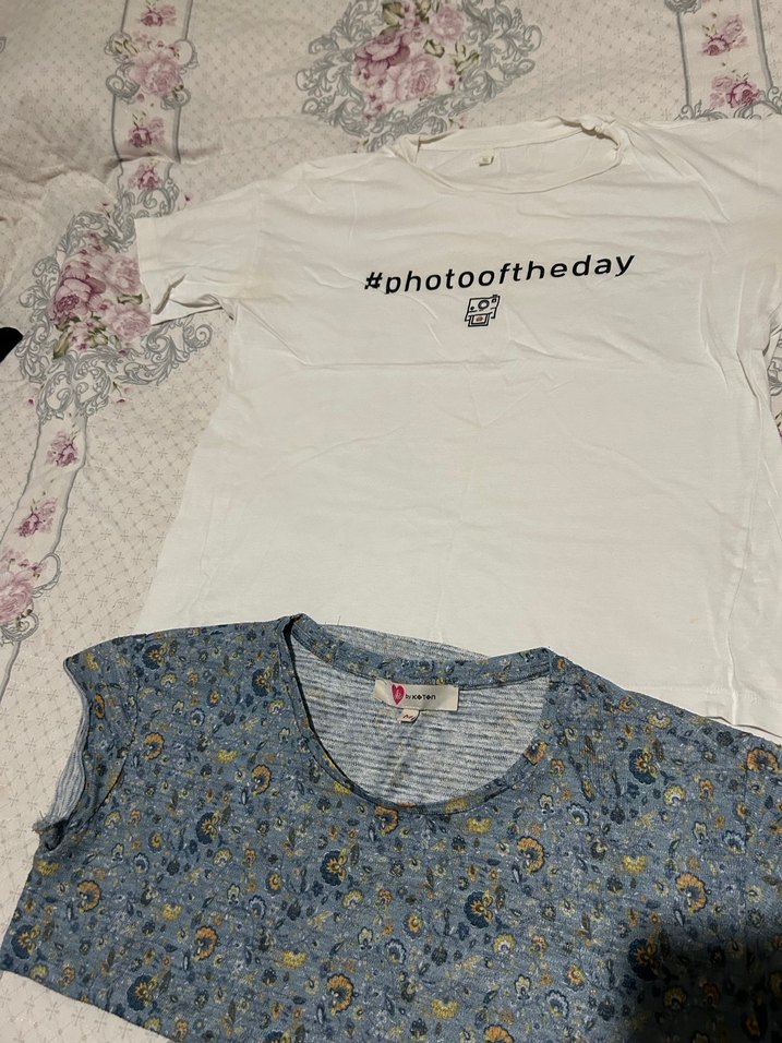 Düğmeli Kısa Kollu Hamile Tişörtü - Görsel 3