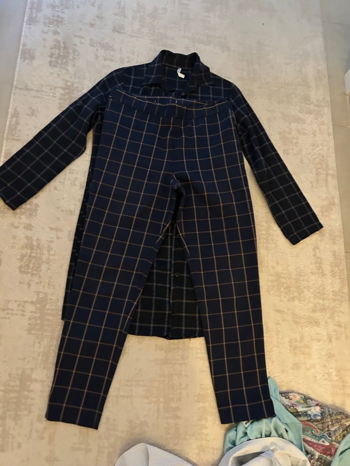 Erkek Lacivert Kareli Kısa Kollu Pijama Takımı - Görsel 2