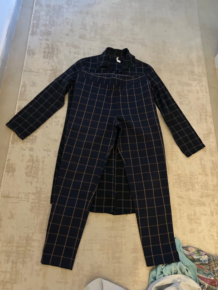 Erkek Lacivert Kareli Kısa Kollu Pijama Takımı - Görsel 3