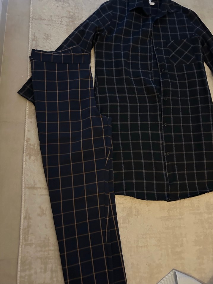 Erkek Lacivert Kareli Kısa Kollu Pijama Takımı - Görsel 4