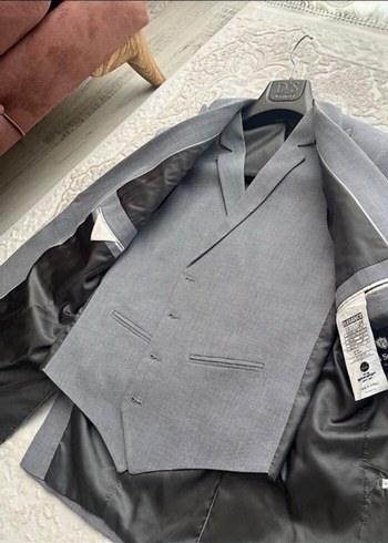 Gri Regular Fit Düğmeli Damat Takımı - Görsel 4