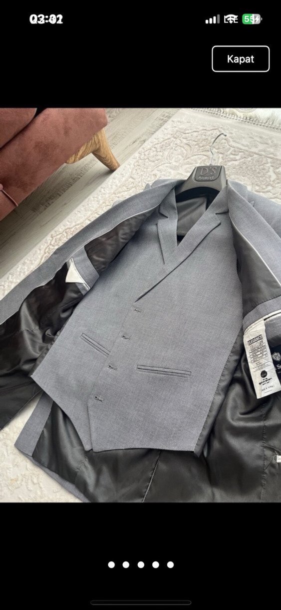 Gri Regular Fit Düğmeli Damat Takımı - Görsel 4