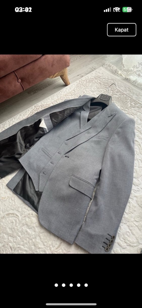 Gri Regular Fit Düğmeli Damat Takımı - Görsel 2