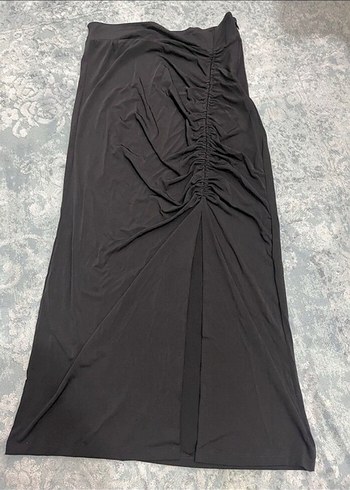 Drapeli Siyah Uzun Kadın Etek - Görsel 2