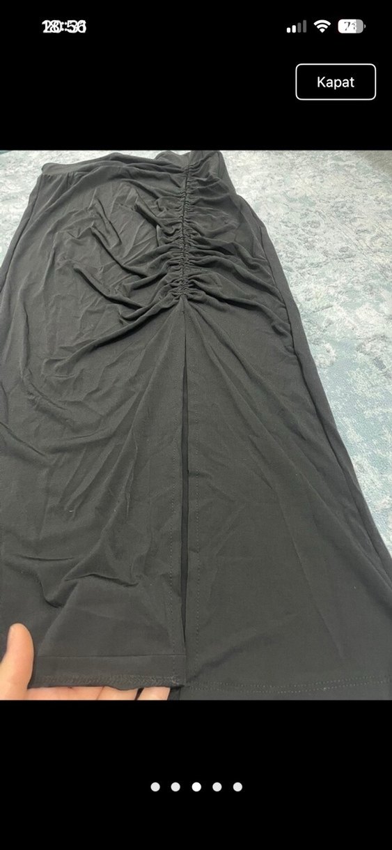Drapeli Siyah Uzun Kadın Etek - Görsel 3