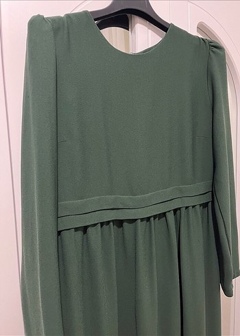 Yeşil Uzun Kollu Drapeli Kadın Elbise - Görsel 2