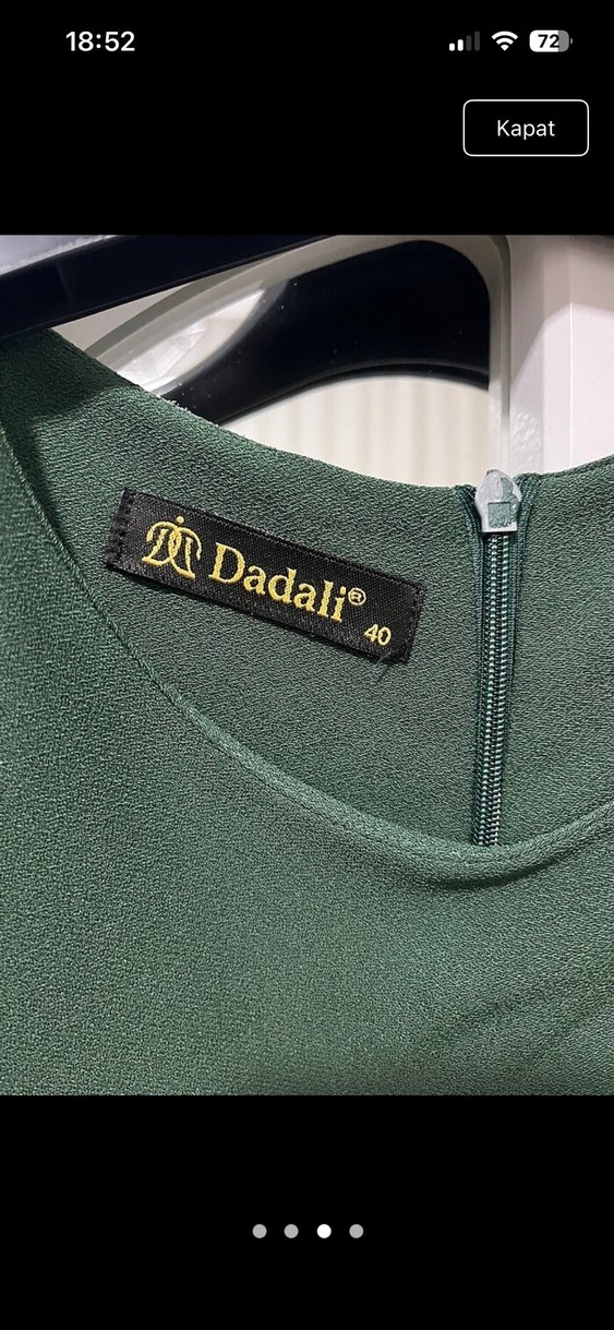 Yeşil Uzun Kollu Drapeli Kadın Elbise - Görsel 3