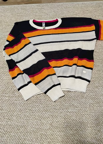 Çizgili Triko Kadın Kazak sıfır ürun - Görsel 2