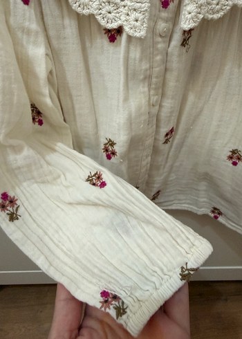 Kız Çocuk İşlemeli Pamuklu Gömlek - Görsel 9