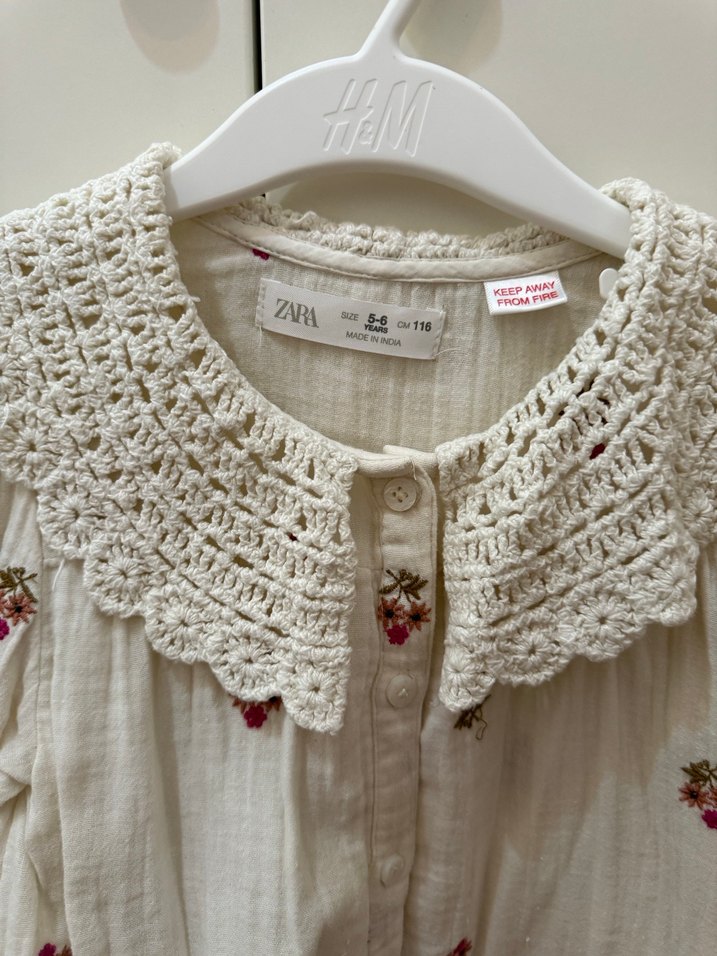 Kız Çocuk İşlemeli Pamuklu Gömlek - Görsel 3