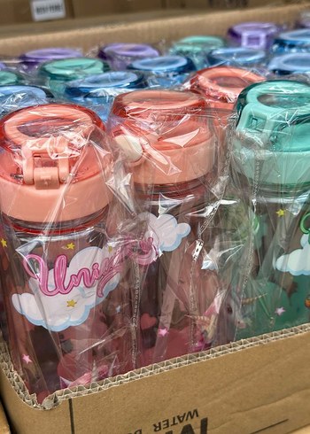 Beden pembe Renk Renkli Unicorn Desenli Çocuk Matara