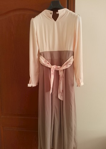 Diğer Bej Uzun Kollu Vintage Kadın Elbise