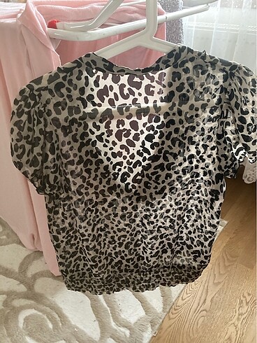 40 Beden Leopar şifon bluz