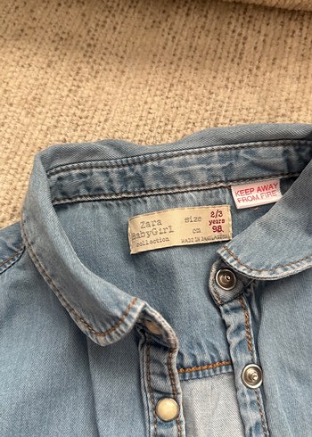 Kız Çocuk Denim Gömlek, Uzun Kollu, Düğmeli - Görsel 2