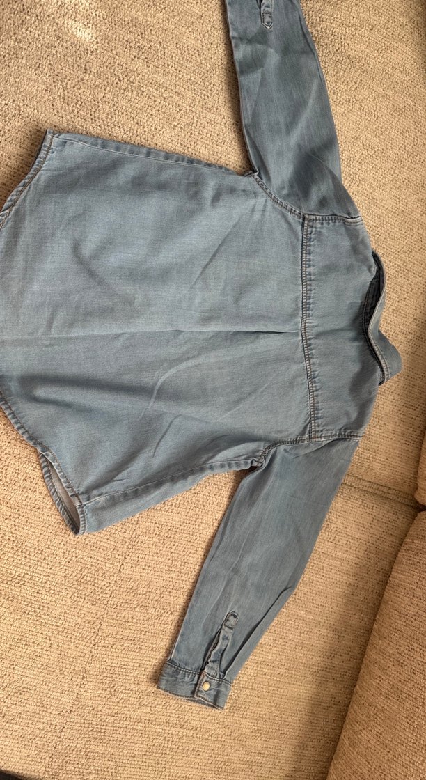 Kız Çocuk Denim Gömlek, Uzun Kollu, Düğmeli - Görsel 3