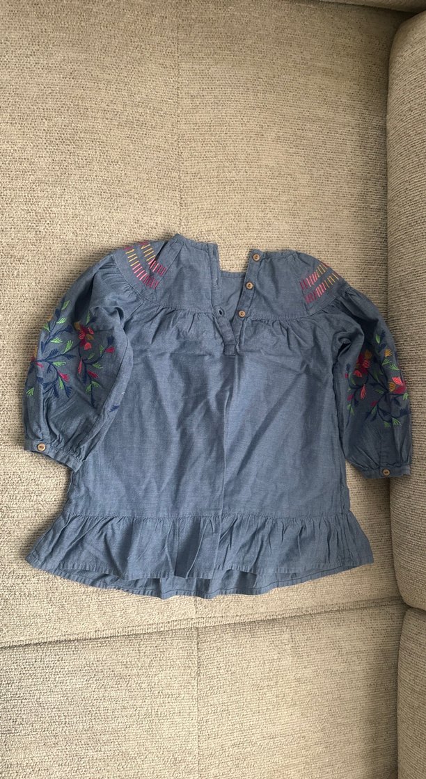 Nakışlı Uzun Kollu Kız Çocuk Elbise - Görsel 3