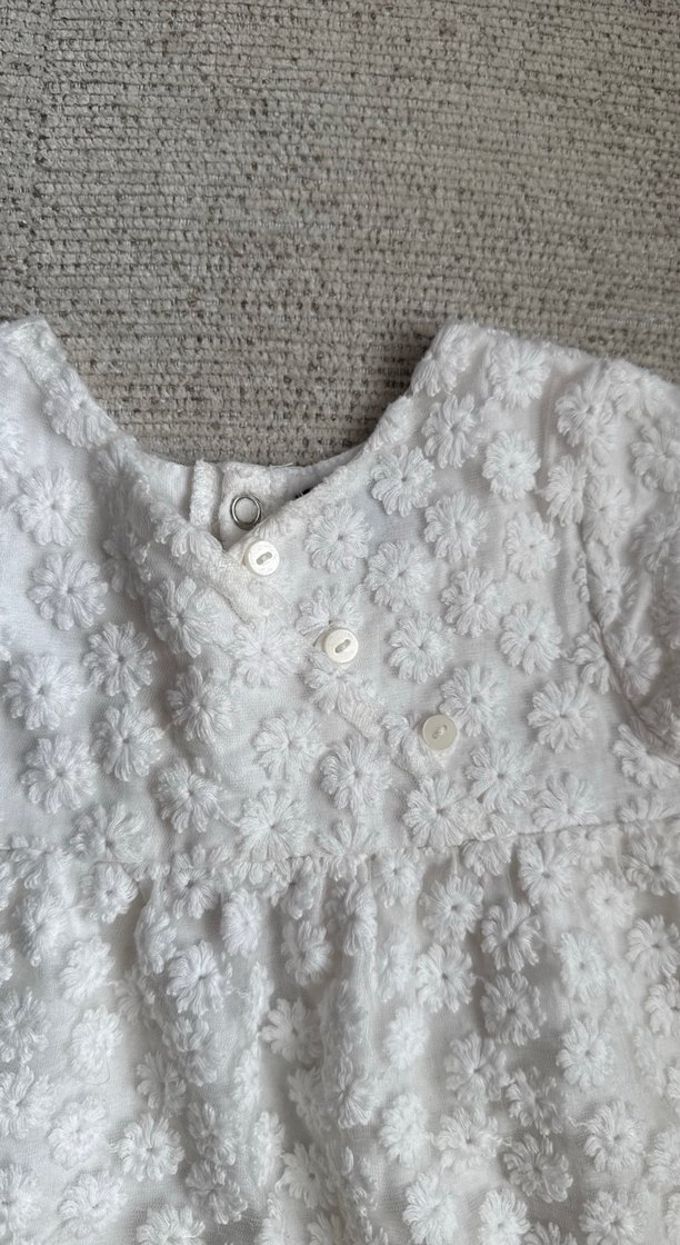 Kız Çocuk Beyaz Dantel Nakışlı Elbise - Görsel 2