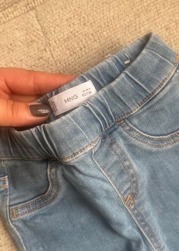 Kız Çocuk Mavi Elastik Bel Denim tayt - Görsel 3