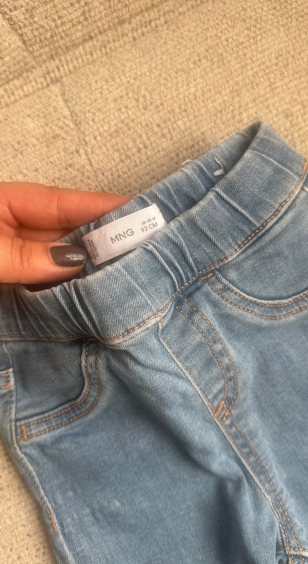 Kız Çocuk Mavi Elastik Bel Denim tayt - Görsel 3