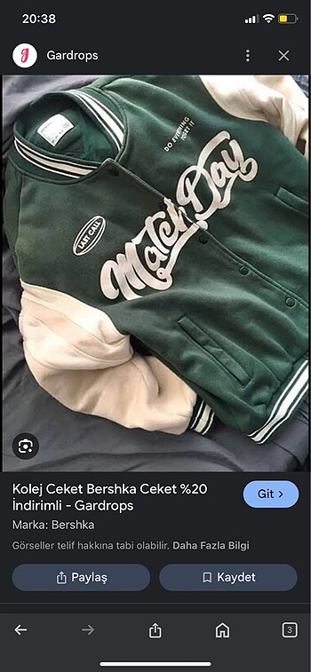 BERSHKA YEŞİL KOLEJ CEKET