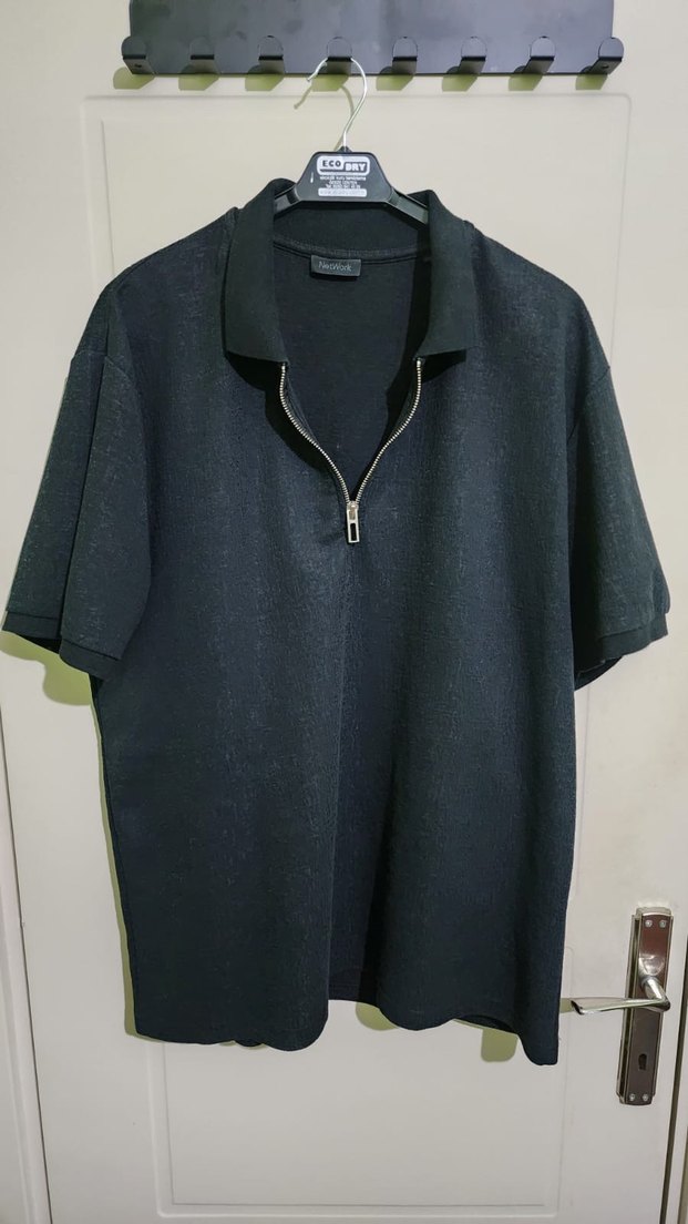 Network XL Beden Erkek Siyah Kısa Kollu Polo Tişört - Görsel 2