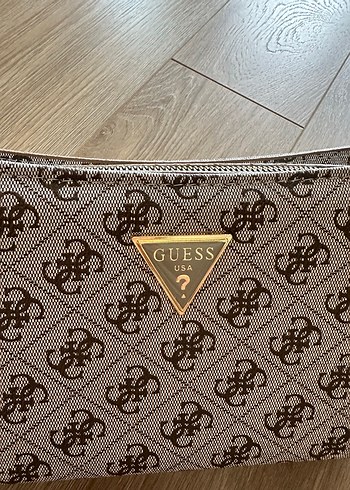 Beden kahverengi Renk Guess Kadın Kahverengi Baskılı Fermuarlı Çanta
