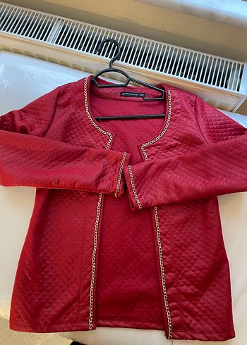 Zincir Detaylı Bordo Midi Kadın Ceket