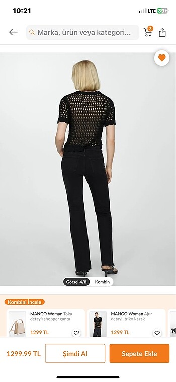 Mango mango orta bel flare jean