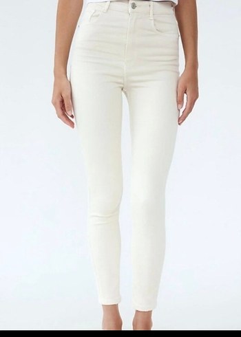 Zara Zara krem rengi Jean Pantolon