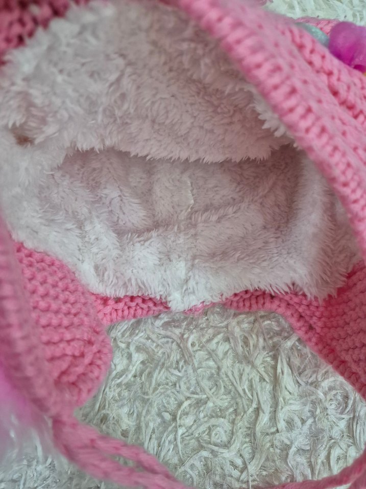 Çiçek İşlemeli Pembe Örgü Çocuk Bere - Görsel 2