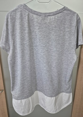 Gri Kadın Kısa Kollu Pamuklu Tişört - Görsel 6