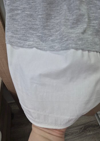 Gri Kadın Kısa Kollu Pamuklu Tişört - Görsel 4