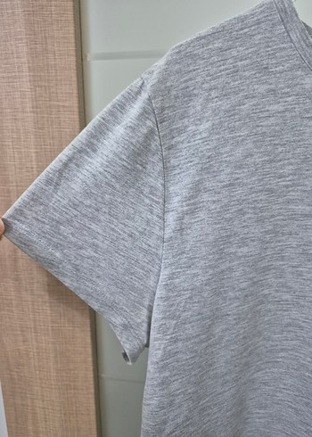 Gri Kadın Kısa Kollu Pamuklu Tişört - Görsel 5