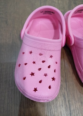 22 Beden Kız Çocuk Pembe Simli Terlik