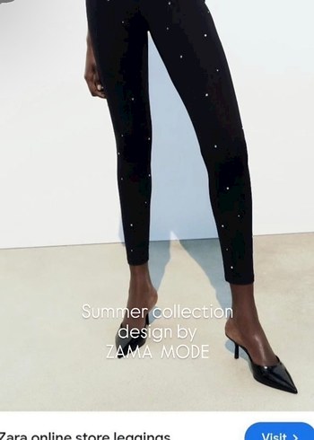 Zara taşlı likralı tayt - Görsel 6