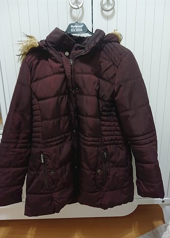 Bordo Kürklü Kadın Kışlık Mont