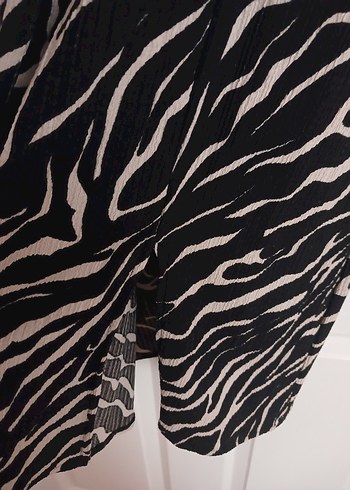 Diğer Zebra Desenli Uzun Fitted Elbise