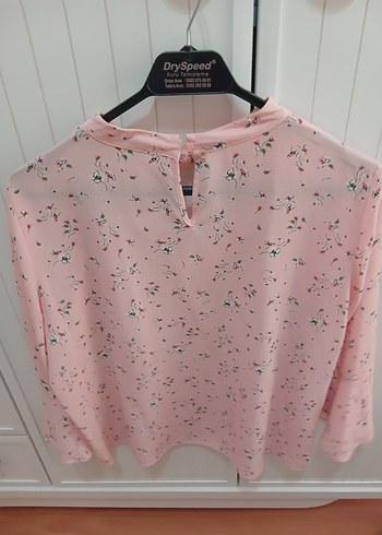 xl Beden Pembe V Yaka Uzun Kollu Mini Bluz
