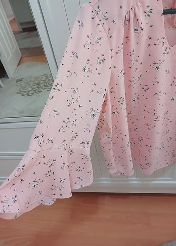 Defacto Pembe V Yaka Uzun Kollu Mini Bluz