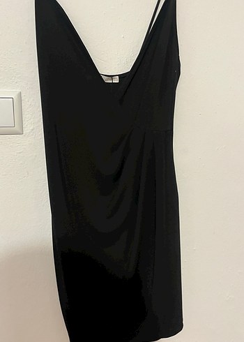 Siyah Drapeli Mini Elbise - Görsel 3