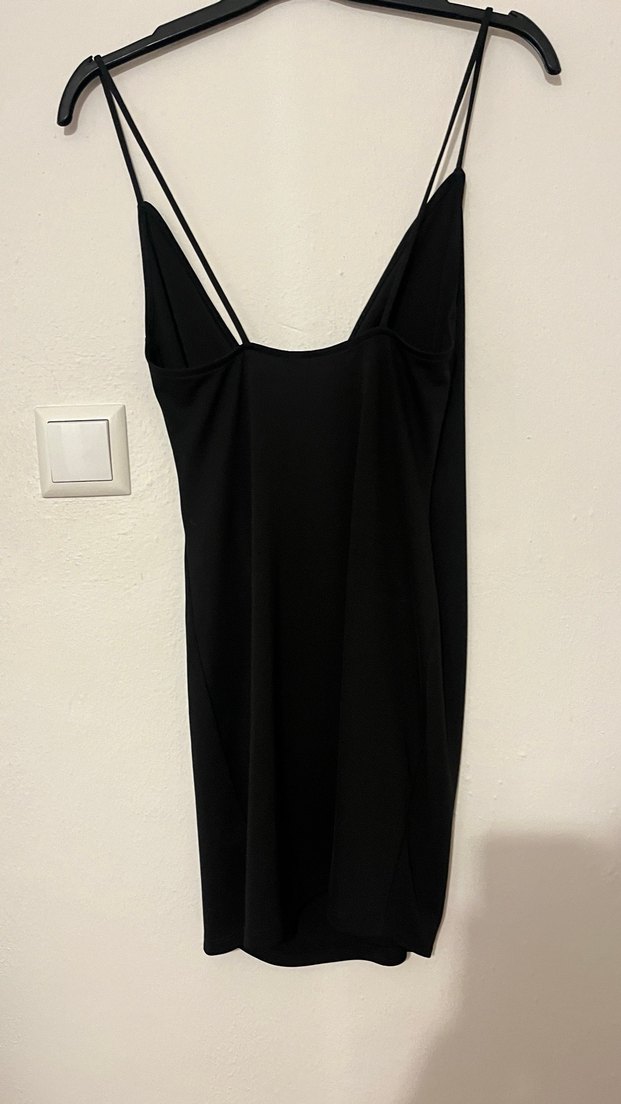 Siyah Drapeli Mini Elbise - Görsel 4