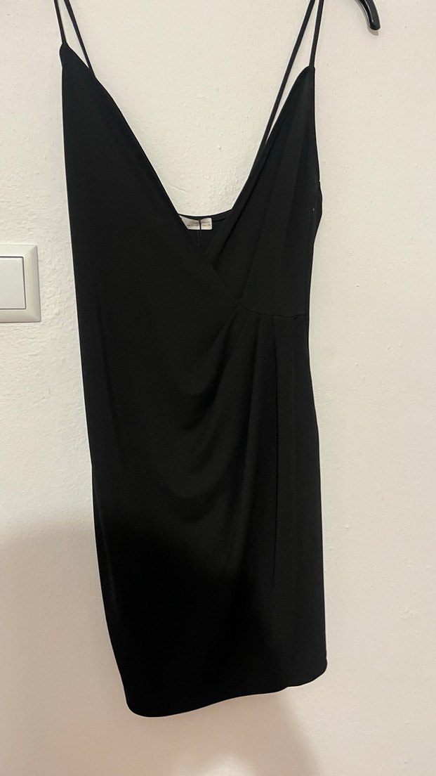 Siyah Drapeli Mini Elbise - Görsel 3