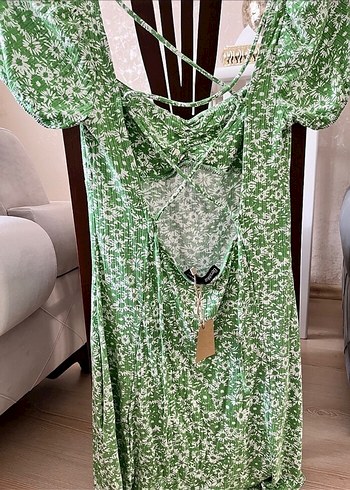 Yeşil Dantel Detaylı Midi Günlük Elbise - Görsel 4