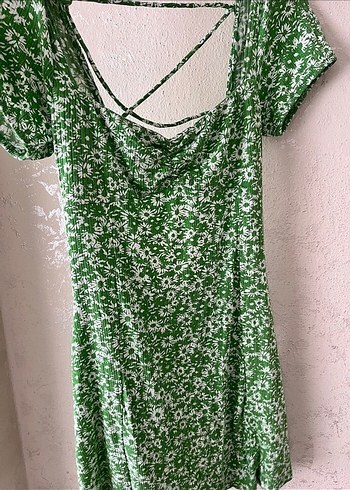 Yeşil Dantel Detaylı Midi Günlük Elbise - Görsel 3