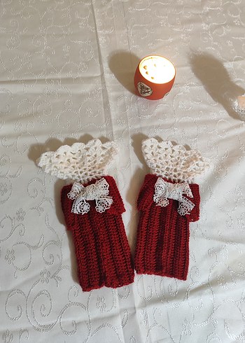 Kırmızı vintage eldiven - Görsel 3