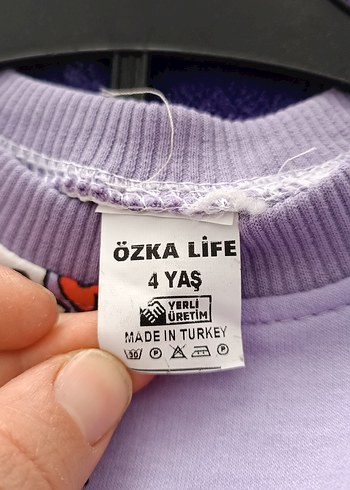 3 Yaş Beden mor Renk Bebek Kız Mor Uzun Kollu Baskılı Takım