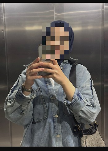 Kadın Gri Denim kot ceket Manuka